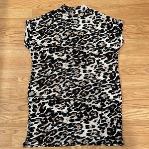 Cotton Emporium Made in USA Animal Print Mockneck Stretch Dress Size XS EUC